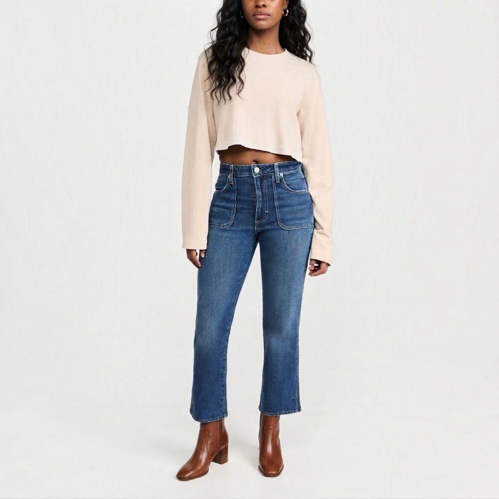 AMO Abigail Cropped Flare Jean Medium Wash Size 26